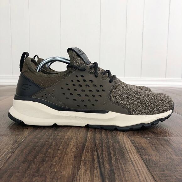 Skechers Relven Velton Sneaker Sporty Air Cooled Memory Foam Size 10 Green Brown - Picture 1 of 13